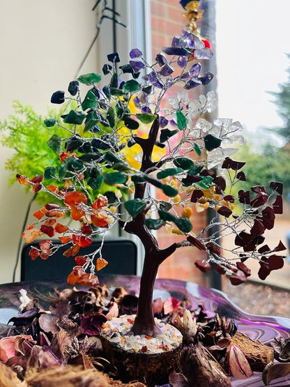 Seven Chakra Crystal Tree of Life Decor -Birthday Gifts for women -Positive Energy,FengShui Healing Bonsai Crystal Tree - Gemstone Money Manifest Good Luck,Spiritual Gifts for Mom -Home/Office Decor