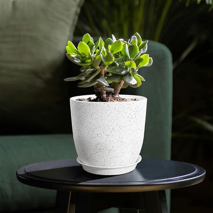 Set of 4 Flower Pots for Outdoor Indoor, Planters for All Houseplants, Succulent, African Violets, Orchid and Cactus, Plants Pots, Speckled White
