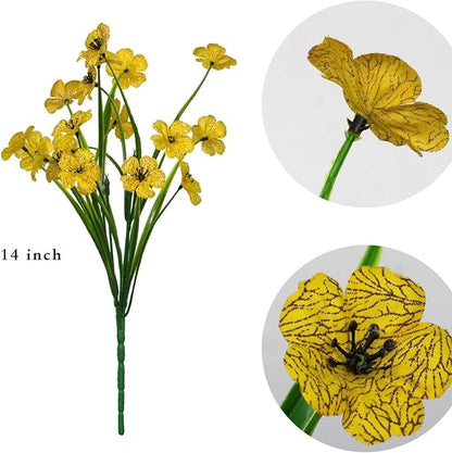 Artificial 15-Bloom Violet Flowers, Fake Flowers for Indoor Outdoor Decor, Faux Plants for Garden, Porch, Fall and Seasonal Decoration, UV Resistant Faux Plants (Mixed)