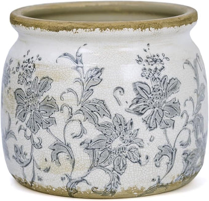 Ceramic Pot for Planter, Vintage Flower Pot with Drainage Holes, 6.29 inch Ice Crack Glazed Indoor Planters Pot (Old World)