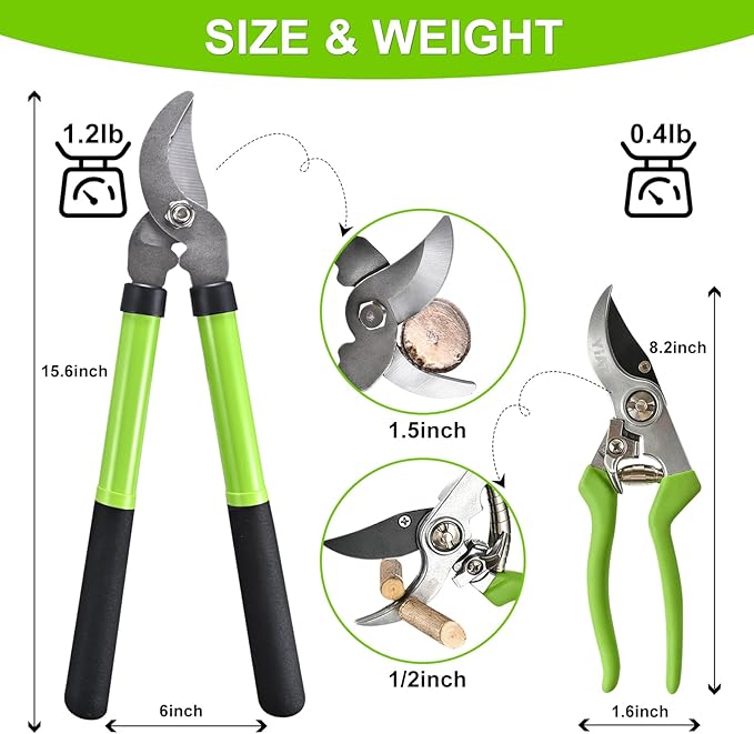 YIAD Garden Shears Set-Heavy Duty Branch Cutter,Pruning Shears，Loppers for Tree Trimming,Labor Saving and Durable Garden Clippers, Loppers for Gardening Plants, Flowers and Tree Trimmer