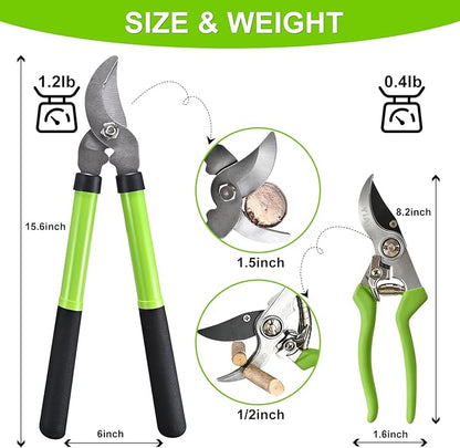 YIAD Garden Shears Set-Heavy Duty Branch Cutter,Pruning Shears，Loppers for Tree Trimming,Labor Saving and Durable Garden Clippers, Loppers for Gardening Plants, Flowers and Tree Trimmer