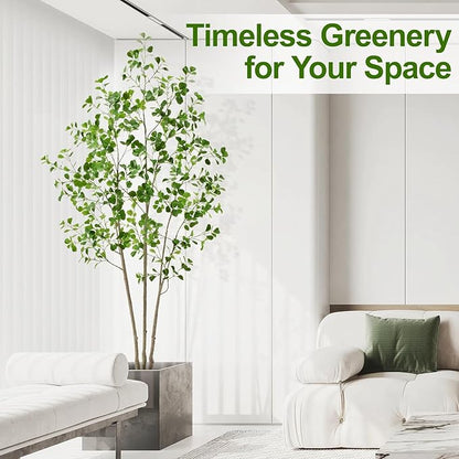 7ft Artificial Ficus Tree with Heart-Shaped Leaves - Lush & Full Branches, 84" Tall Luxurious Faux Heart-Leaf Ficus Tree, Perfect for Modern Home & Office Decor, Natural Look
