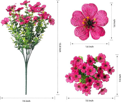 HyeFlora Artificial Flowers for Outdoor Indoor Garden Home Decoration, Faux Flower Daisy with Eucalyptus Leaves Fake Plants Greenery Boxwood Porch Patio, 12 Bundles (6 Multicolor)
