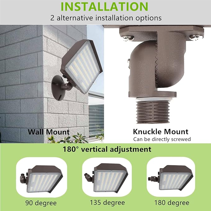 150W Outdoor LED Flood Light Dusk to Dawn with Knuckle, 21000LM 1500W Equivalent, 100-277V 5000K Daylight, ETL Commercial LED Flood Light Fixture, Outdoor Security Lighting for Landscape/Parking Lot