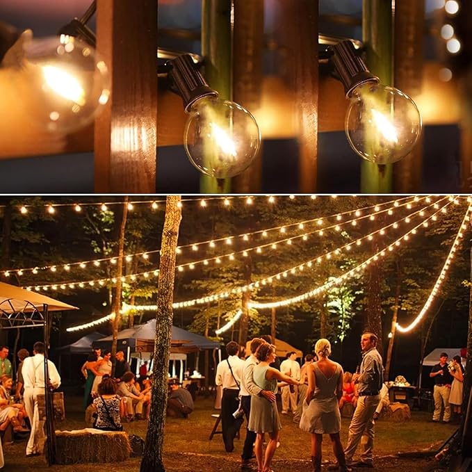 String Lights for Outside 150FT,Dimmable Waterproof Outdoor String Lights with 75+2 Shatterproof G40 Globe Bulbs Connectable LED Patio Lights, Commercial Hanging Lights for Christmas Backyard Party