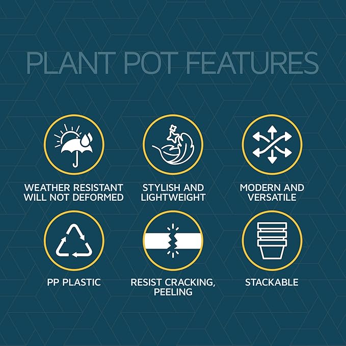 White Gray 6-Inch Plant Pots with Drainage & Saucers 12 Pack, Indoor & Outdoor Planters for Houseplants, Herbs, and Flowers, Durable & Weatherproof Material, Stackable, Lightweight, Minimalist Design
