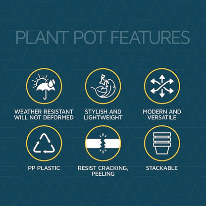 White Gray 6-Inch Plant Pots with Drainage & Saucers 12 Pack, Indoor & Outdoor Planters for Houseplants, Herbs, and Flowers, Durable & Weatherproof Material, Stackable, Lightweight, Minimalist Design