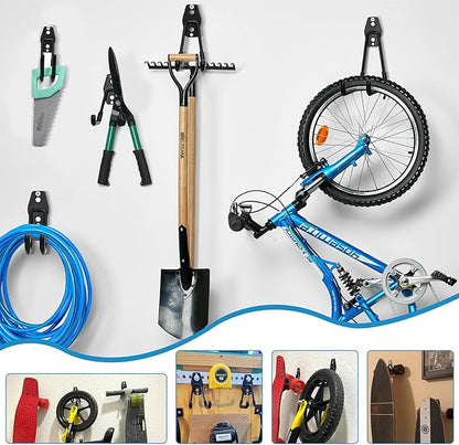 Garage Storage Utility Hooks，Garage Garden Tool Organizer，Steel Wall Mount Hooks, Large Garden U Hooks （2 Pack）