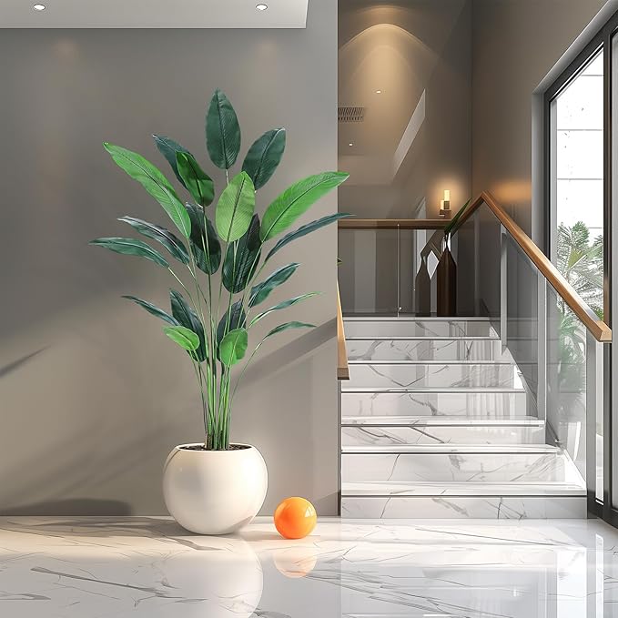 Artificial Bird of Paradise Tree 7 ft(84 in) Fake Palm Tree for Indoor Outdoor Modern Decor Faux Plants for Home Office Perfect Housewarming Gift with 20 Trunks Faux Leaves 2 Pack