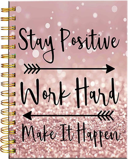 iampanda Spiral Journal Notebook,Strong TwinWire Binding with Premium Paper for Girl Women,Rose Gold and Silver Glitter Design 60 Sheets A5 College Ruled NotebookJournal,Perfect for School Office