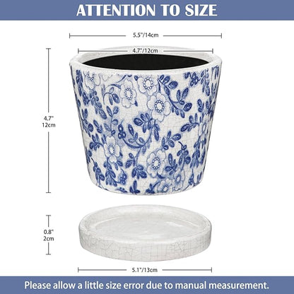 Ceramic Pot for Plants 5.5 inch Blue and White Pot for Plants Small Chinoiserie Planter Pots with Drainage Hole and Saucers Outdoor Inoor Blue Flower Pots for Succulent, Cactus, Snake Plant, Herb
