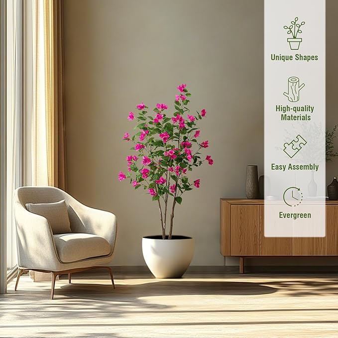Fake Tree Bougainvillea Artificial 5 Feet Tall Fake Plant Faux Trees Indoor Faux Bougainvillea Artificial Trees Tall Artificial Plants Indoor Applies to Indoor Home Decor Office Hotel Decor