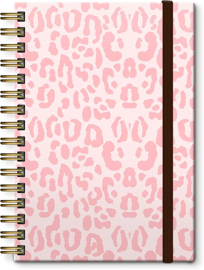 Cute Spiral Journal Notebook,Binding with Premium Paper for Girl Women,Cool Funny 120 Pages,100gsm A5 College Ruled NotebookJournal,Perfect for Gifts Nurse Teacher Women(Pink Leopard)