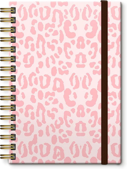 Cute Spiral Journal Notebook,Binding with Premium Paper for Girl Women,Cool Funny 120 Pages,100gsm A5 College Ruled NotebookJournal,Perfect for Gifts Nurse Teacher Women(Pink Leopard)