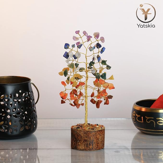 Seven Chakra Tree - Chakra Tree of Life - Crystal Tree for Positive Energy - Gemstone Tree - Chakra Money Tree - Mini Naturals Trees - Crystal Trees As Home Decor