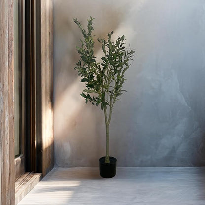 XBrand 47.2-Inches Artificial Olive Tree in Pot for Indoor Outdoor Home Office Store, Great Housewarming Gift