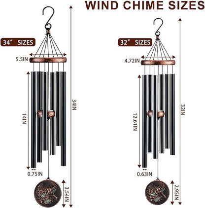 Wind Chimes for Outside, Vintage Hummingbird Deep Tone Wind Chime Outdoor Clearance, Patio Porch Balcony Decoration, Garden Hanging Decor Gifts for Women Mom Grandma (34" Hummingbird)
