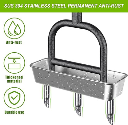 Dolibest Lawn Coring Aerator, Manual Grass Aerating Tool with Stainless Steel Soil Core Storage Tray, 3 Stainless Steel Corer Plug Aerator Tool, Garden Tool & Clean Hand Tool, Improve Lawn Health