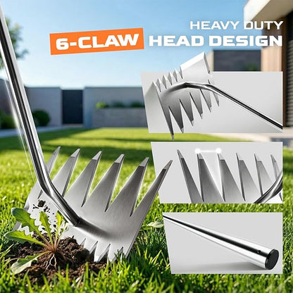 2025 Upgraded Weed Puller Tool, 6-Tooth Manganese Steel Manual Weeders, Portable Garden Weed Remover Tools for Vegetable Gardening Backyard Farm Planting & Weeding