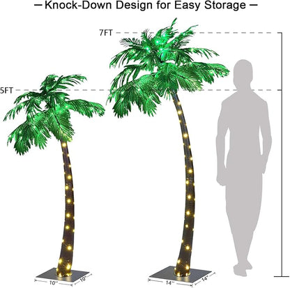 Lightshare 5FT+7FT Gorgeous Artificial Lighted Palm Tree, 248LED Lights, Decoration for Home,Party, Christmas, Nativity, Outside Patio-Electric