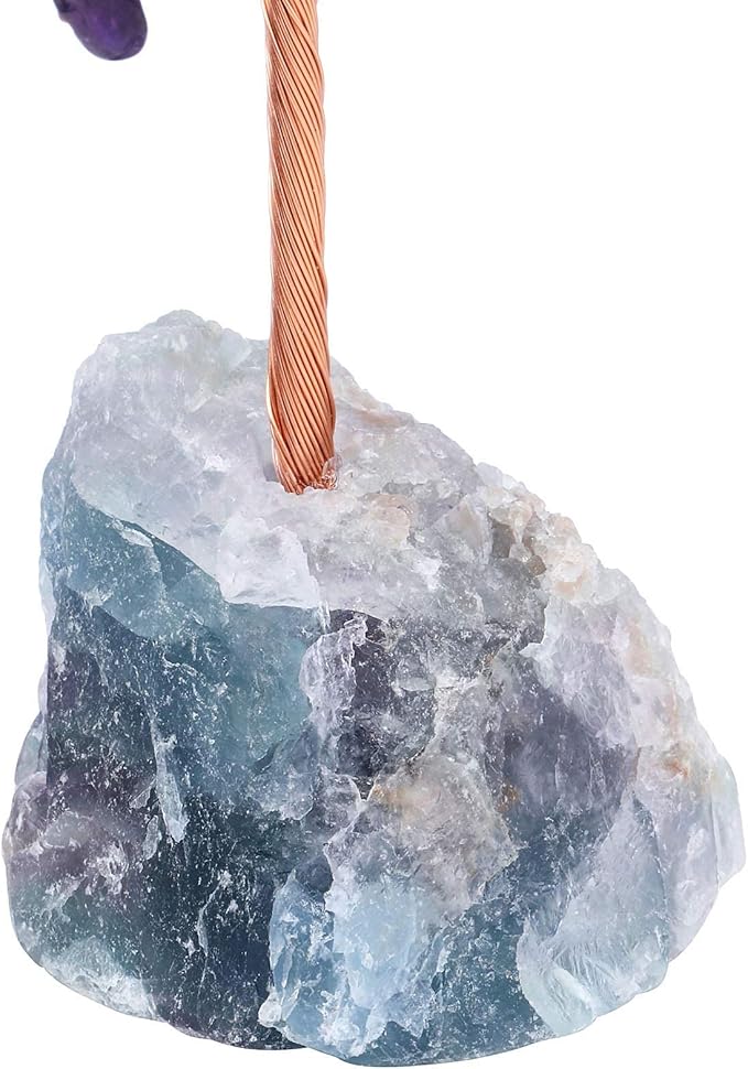 Jovivi Natural Amethyst Crystal Tree, Raw Healing Crystals Fluorite Base Bonsai Money Tree for Home Office Table Decor Wealth and Luck