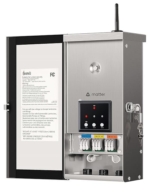 DEWENWILS 300W Matter Smart Low Voltage Landscape Transformer with 3 Independent Outputs, 120V AC to 12V/14V AC, Works with Apple Home, Alexa & Google Home,2.4GHz Wi-Fi only for Landscape Lighting
