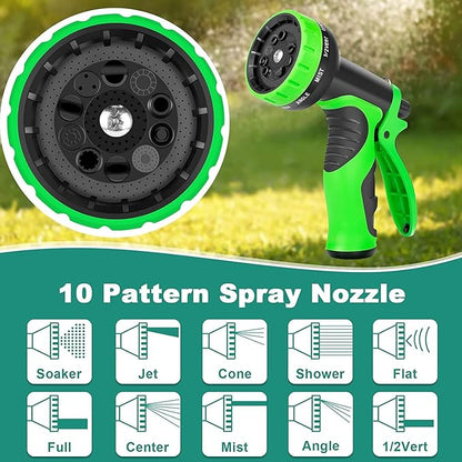 75 ft Garden Hose - 2025 New Upgraded Flexible Water Hose - Ultra Lightweight Kink-free Car Washing Pipe with 10 Function Sprayer and 3/4" Solid Brass Fittings - Durable,Leak proof Garden Hoses