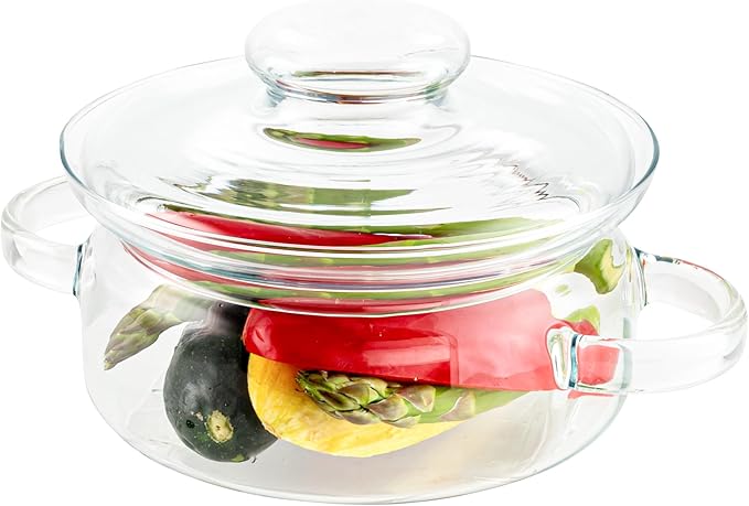 Simax Simmer Pot for Stove Potpourri, 32 Ounce Glass Pots for Cooking on Stove, Clear Pots for Cooking, Glass Cookware, Easy Grip Handles, Oven, Microwave, Stove and Dishwasher Safe Borosilicate Glass