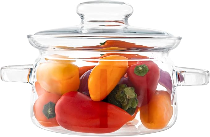 Simax Simmer Pot for Stove Potpourri, 48 Ounce Glass Pots for Cooking on Stove, Clear Pots for Cooking, Glass Cookware, Easy Grip Handles, Oven, Microwave, Stove and Dishwasher Safe Borosilicate Glass