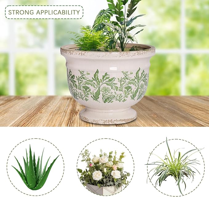 Vintage Ceramic Ice Crack Flower Pot with Drainage Hole Rustic Planter for Indoor and Outdoor Decorative Pots for Plants Unique Plant Pot Gardening Gift