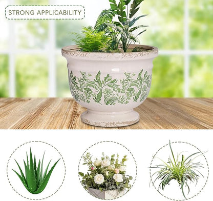Vintage Ceramic Ice Crack Flower Pot with Drainage Hole Rustic Planter for Indoor and Outdoor Decorative Pots for Plants Unique Plant Pot Gardening Gift