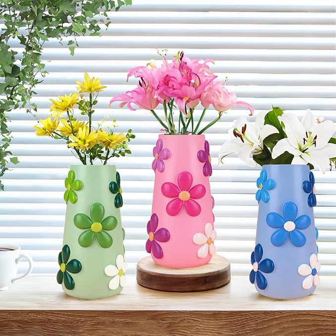 GUGUGO Black and White Flower Vase Home Decor, 8-Inch-Tall Funky Mushroom Decor, Boho Vases for Centerpieces, Unique Colorful Decorative Vase, Cute Room Decor Aesthetic