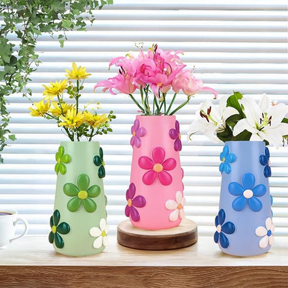 GUGUGO Colorful 8 Inch Tall Vases, Cute Vases for Flowers,Unique Flower Vase for Decor, Decorative Vase for Centerpieces, Boho Home Decor Aesthetic (C)