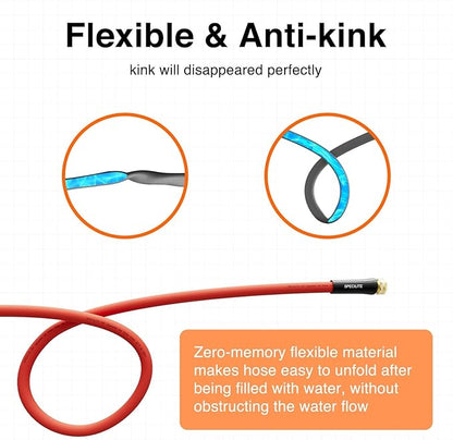 SPECILITE 3/4" Hot/Cold Garden Water Hose 200 ft, -50℉-190℉,Flexible & Lightweight With 3/4" Brass Fittings for Yard, Outdoor, Farm, Red
