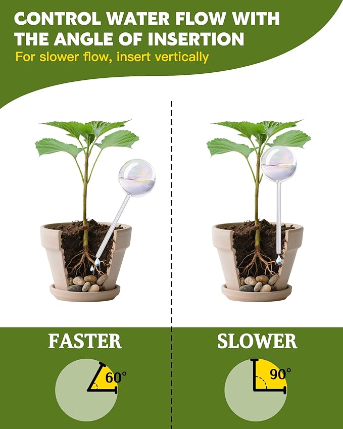 ZhenD Iridescent Self-Watering Plant Globes and Donut, Glass Self Watering Planter Insert for Indoor and Outdoor, Automatic Plant Waterer, Hand-Blown Premium Glass – 2 Pack