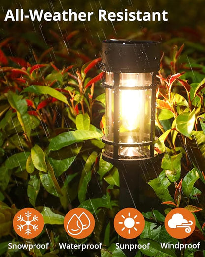 Solar Lights Outdoor Waterproof, 8 Pack Solar Pathway Lights with Metal & Glass, Auto On/Off, Long-Lasting Design for Yard, Landscape, Walkway Garden Decor