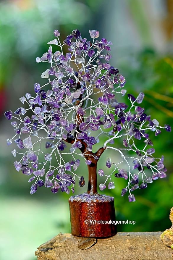 GEMSCITE Amethyst Crystal Tree with Silver Wire – Handmade Gemstone Bonsai for Healing, Meditation & Elegant Home Decor