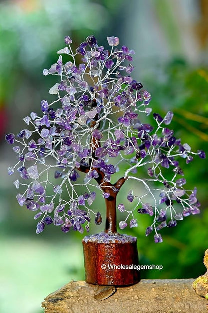 GEMSCITE Amethyst Crystal Tree with Silver Wire – Handmade Gemstone Bonsai for Healing, Meditation & Elegant Home Decor