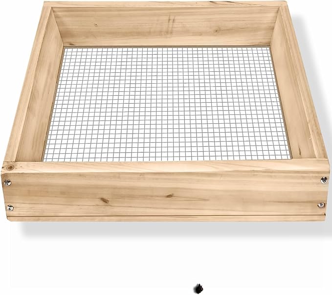 Soil Sifter,Dirt Sifter for Gardening Rock Sifter for Rocks Compost Sifter Wooden Sifting Screen,Garden Sieve for Pellet/Gravel/Soil/Leaves,Garden Tool 15.7" x11.8”x2.8” with 1/5” Mesh…