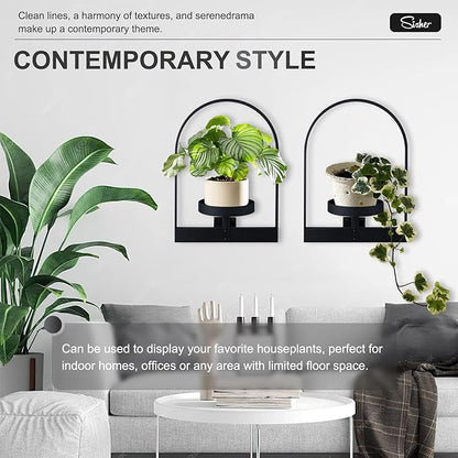 Sisher 3Pack Wall Plant Holder,Indoor Plant Wall Decor,Modern Frame Plant Stand ,Window Plant Shelves Set,Premium Metal Hanging Plant Holder