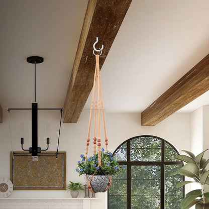 RIFNY Macrame Plant Hanger for 5 to 10 Inch Plant Pots, 35 Inch Woven Rope Hanger Kits with Hooks and Wood Beads, Hanging Planter Basket for Indoor Boho Home Decor (Brown, 3 Pack)