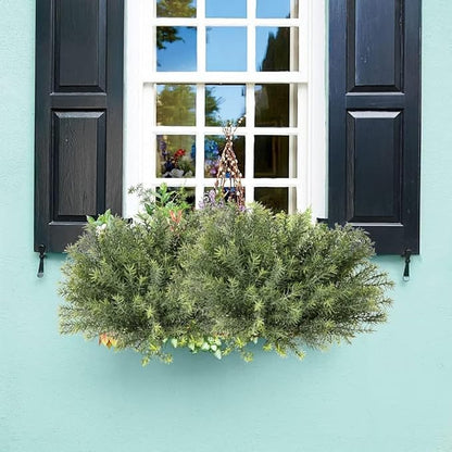 Artificial Rosemary Stems Fake Greenery Plants Faux Bushes Shrubs in Frosted Green for Decor Home Indoor Outdoor Garden 4pcs