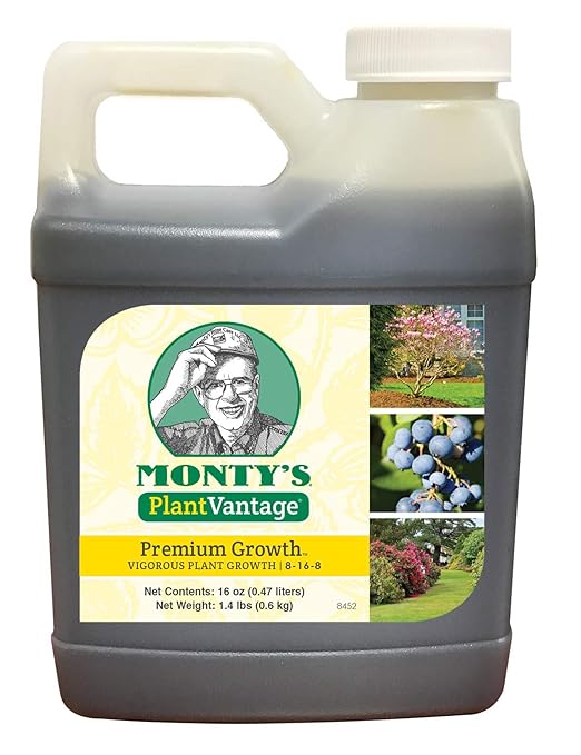 PlantVantage Premium Growth Plant Food - Liquid Fertilizer for Stronger Stems and Larger Leaves - NPK Fertilizer (8-16-8) with Zinc and Iron - Foliar Spray for Trees, Shrubs, and Flower Boost - 16 oz