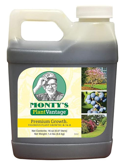 PlantVantage Premium Growth Plant Food - Liquid Fertilizer for Stronger Stems and Larger Leaves - NPK Fertilizer (8-16-8) with Zinc and Iron - Foliar Spray for Trees, Shrubs, and Flower Boost - 16 oz