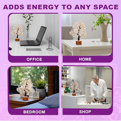 Rose Quartz Tree Handmade Healing Gemstone Bonsai Home, Office, & Desk Decor - Feng Shui Money Tree with Crystals & Healing Stones (Rose Quartz Crystal)