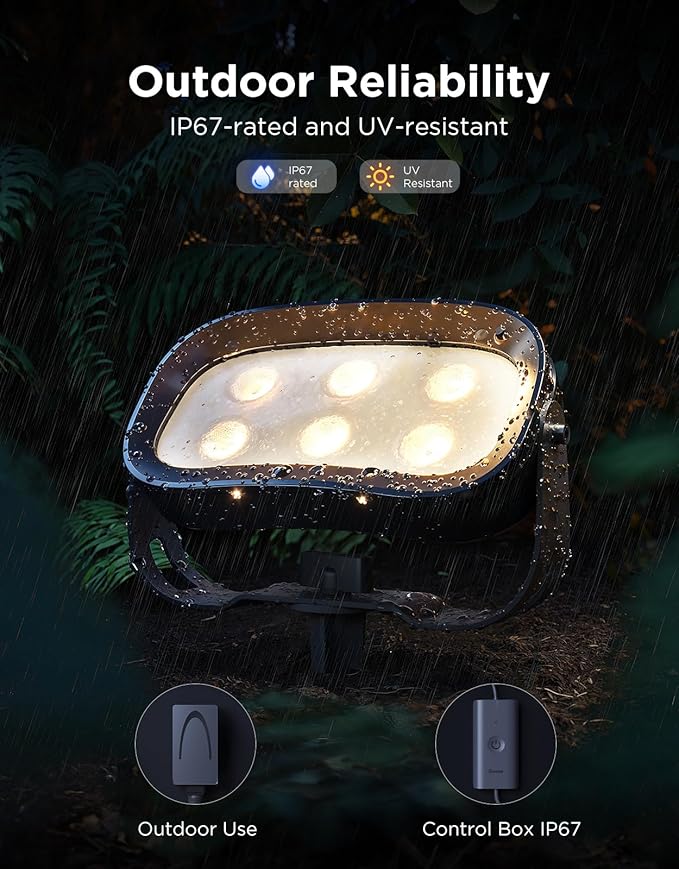 Govee Outdoor Tree Lights 3-Pack, RGBWIC LED Landscape Lighting, IP67 Waterproof, Outdoor Lights for Yard Patio Garden, 66 Scene Modes with App Control, Works with Alexa, Google Assistant, Matter