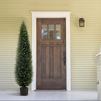 Artificial Plants Outdoor & Indoor Fake Greenery Trees, 6 ft Tall Tree uv Resistant Artificial Cedar Pine Front Porch Plants, Realistic Topiary Trees Arborvitae, Home Faux Outdoor Plants