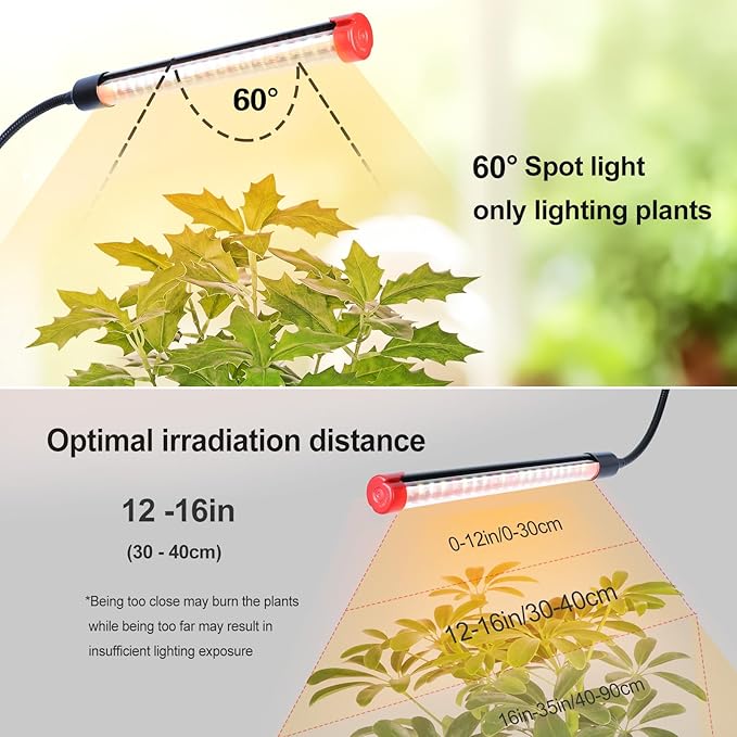 10Head Grow Lights for Indoor Plants, Seed Starting, Vegetables, Bonsai with Tripod Stand and Auto On/Off Timer 4/8/12H, 90W Power Full Spectrum Standing LED Plant Growing Lamps, 360° Gooseneck