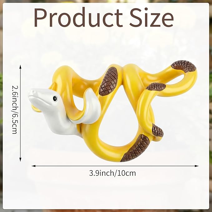 Banana Snake Figurine Plant Pot Hugger Resin Miniature Hanging Realistic Banana Snake Statues Plant Decorations Gifts for Outdoor Home Garden Fence Balcony Patio Lawn Yard Ornaments